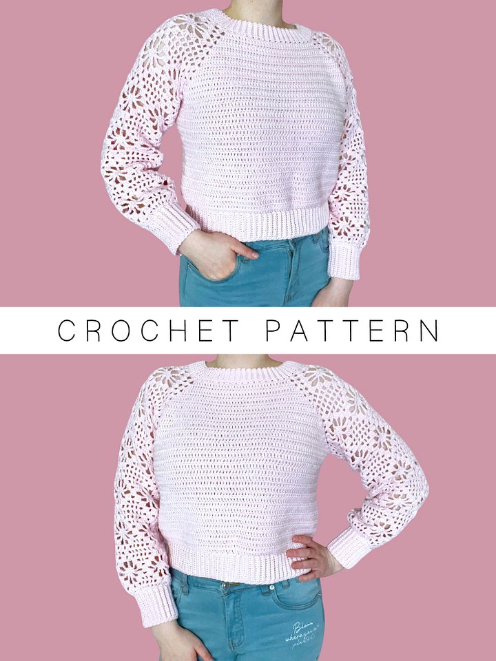 Crochet Pattern: Floral Diamond Sweater, Size M/L product image (1)