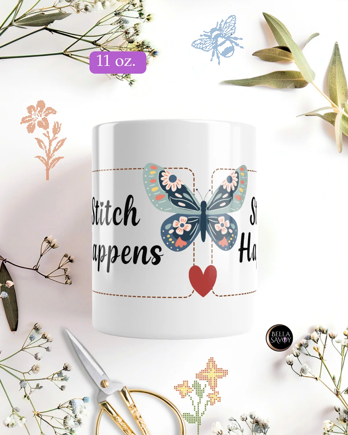 Stitch Happens Floral and Butterfly Mug product image (2)