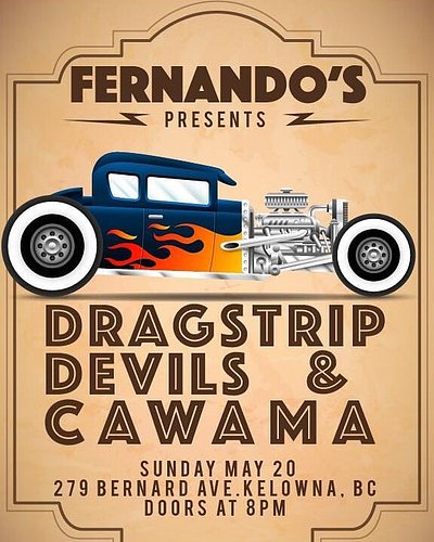 Kelowna!  We'll be at Fernando's Pub with @cawamaband this Sunday!  Get your extra day of partying in this long weekend

#kel...