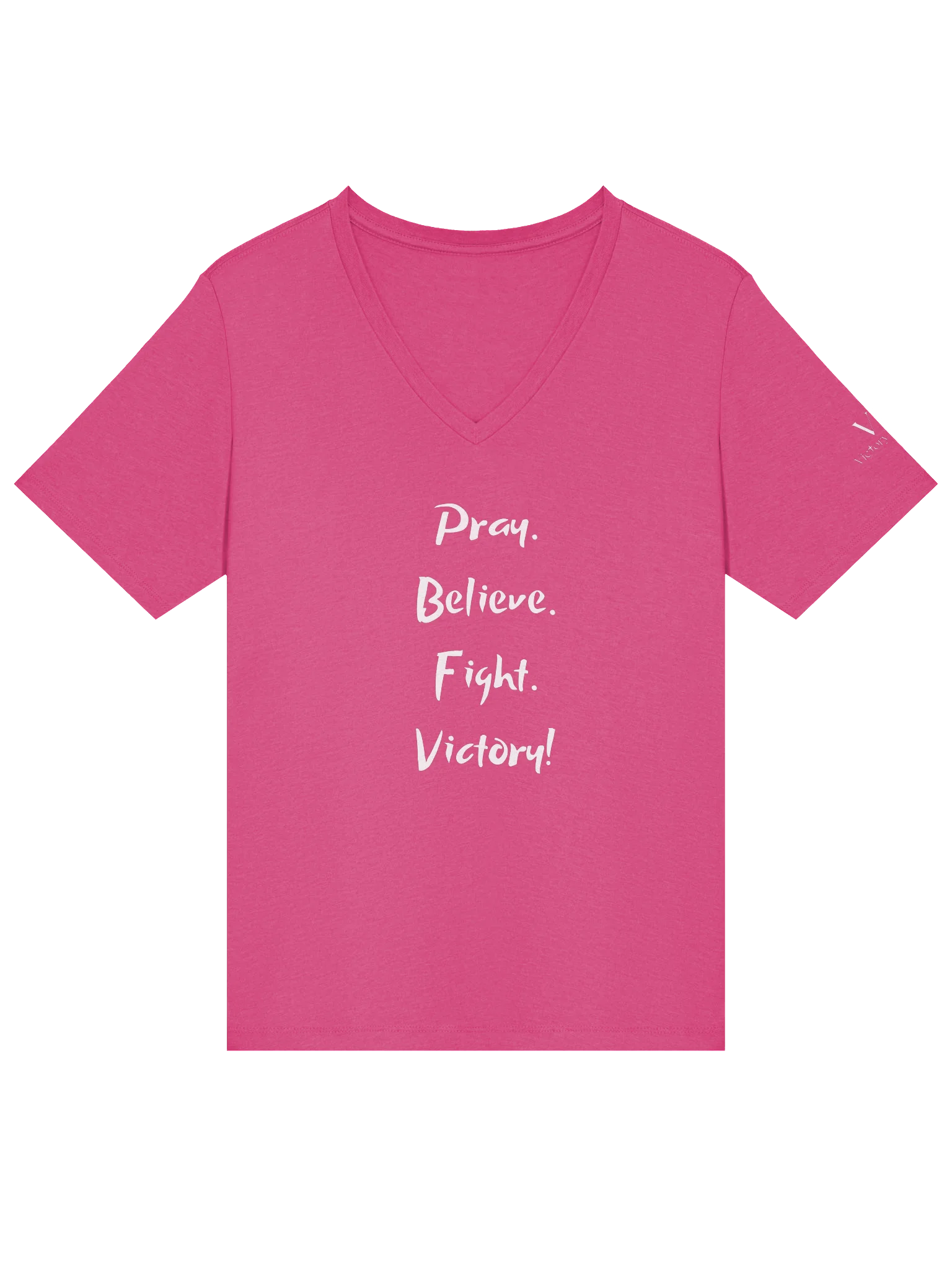 VIP Victory in Prayer Breast Cancer Awareness "Pray, Believe, Fight, Victory!" Womens V-Neck Tee product image (1)