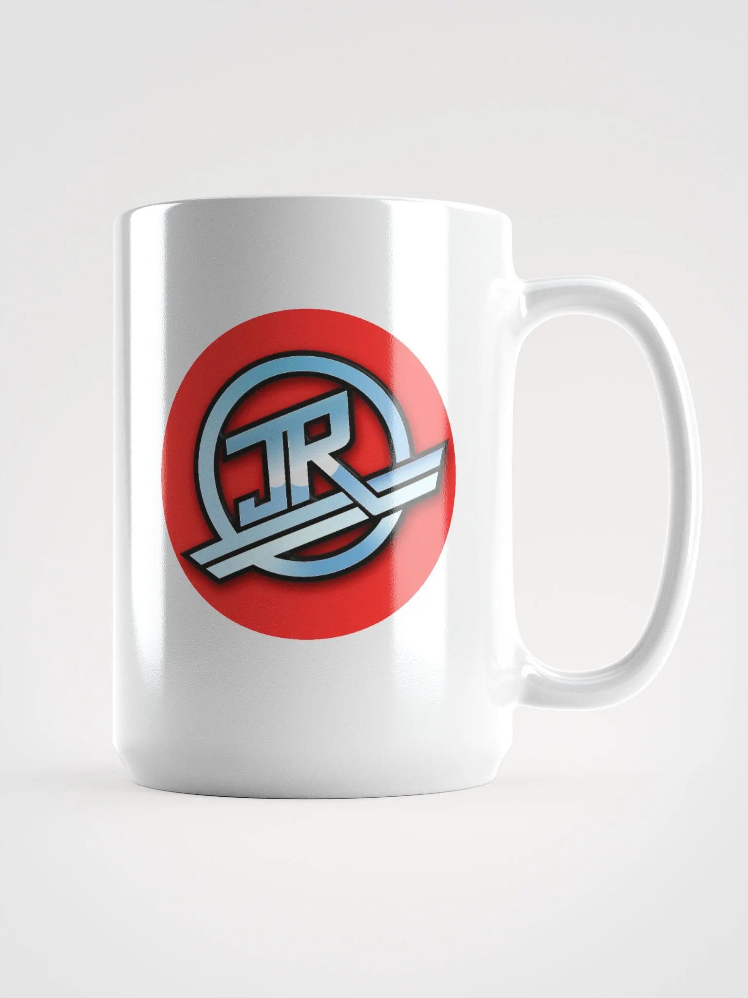 White ceramic mug with red logo product image (1)
