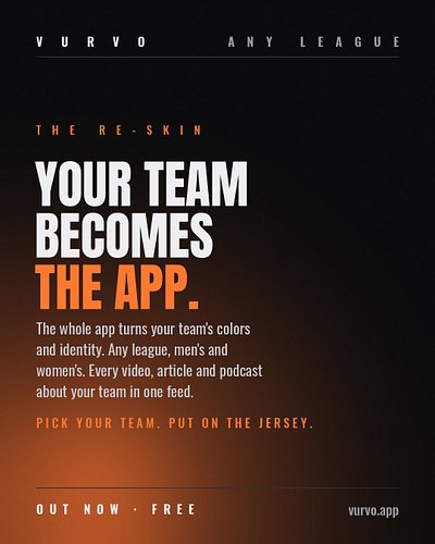 Your team becomes the app. 🎨 Pick any team, any league, and the whole app turns their colors and identity. Every video, artic...