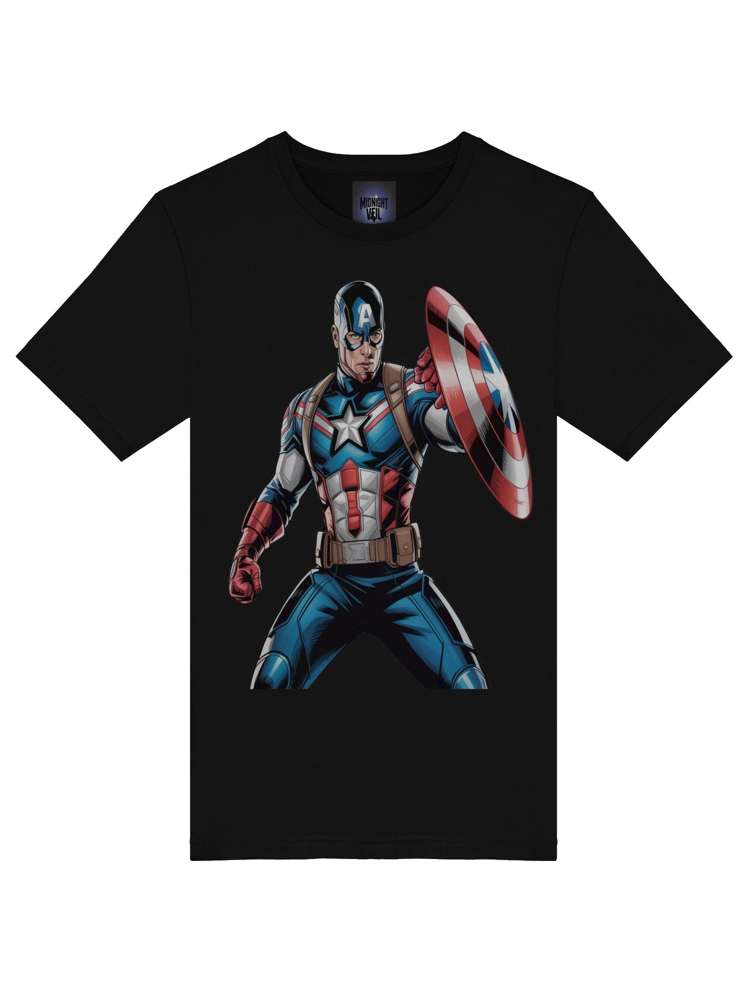 Shielded Nocturne: Captain America Veiled Defender T-Shirt product image (7)