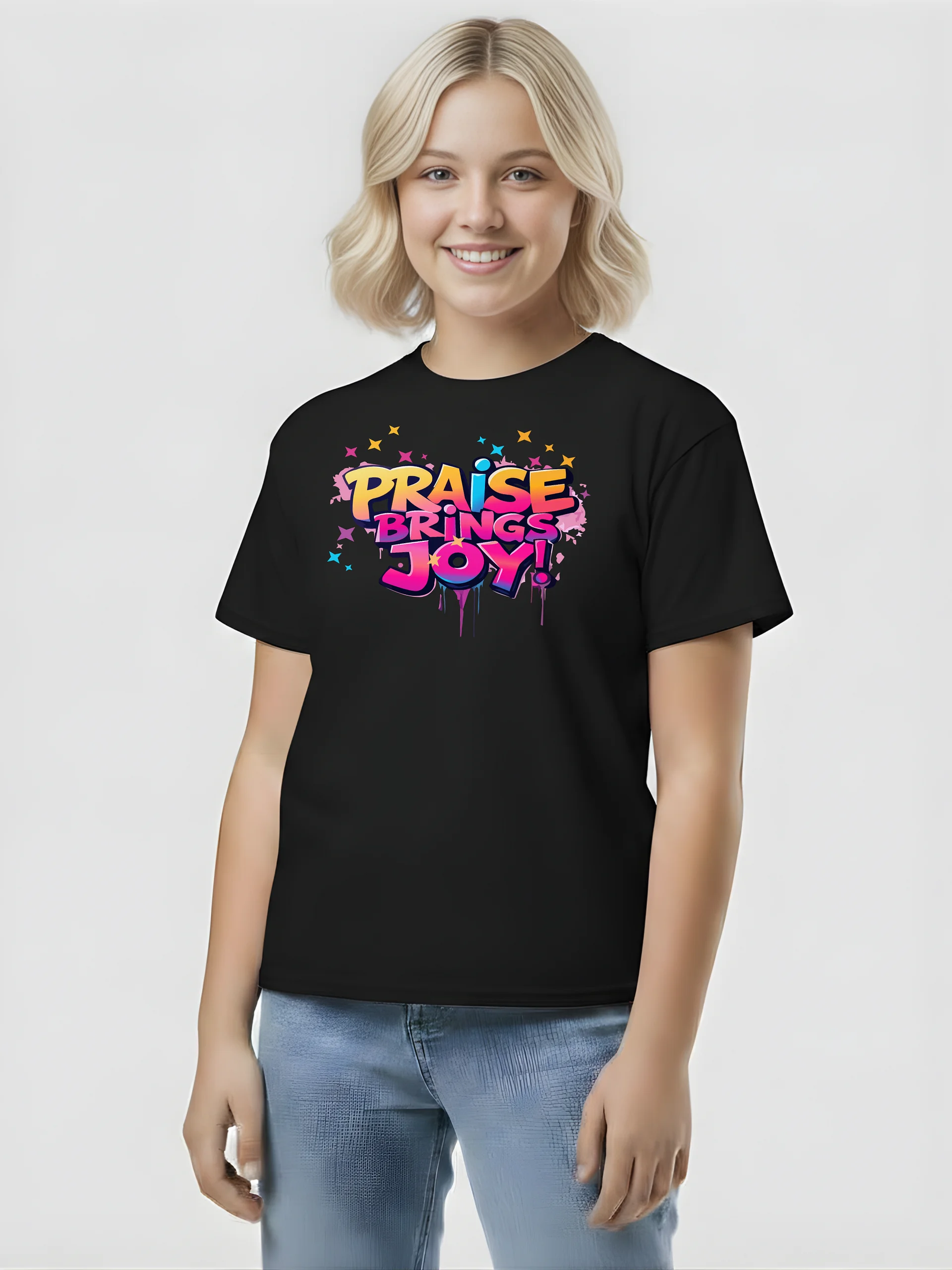 Praise Brings Joy Girls T-shirt product image (1)