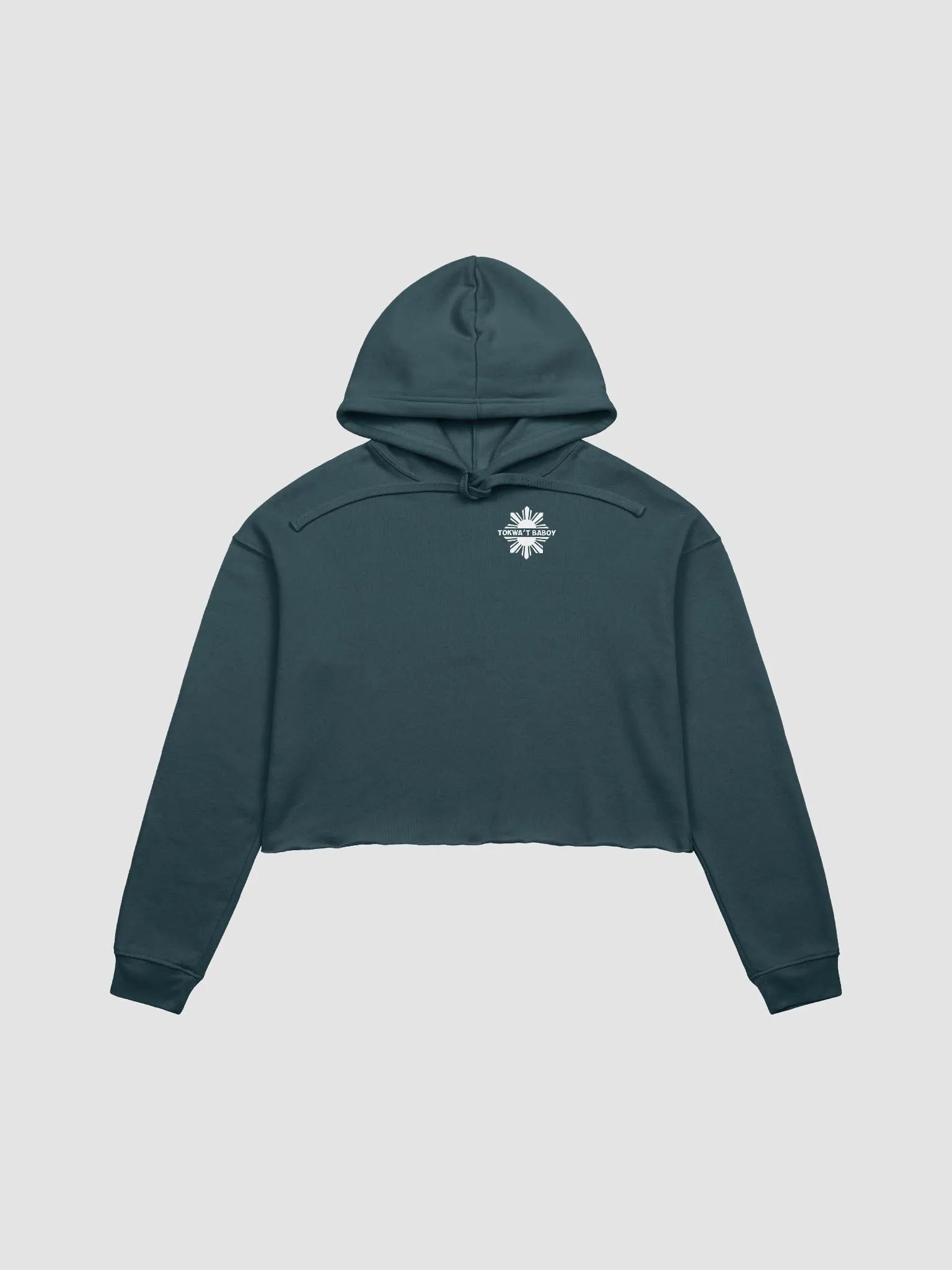 Tokwa't Baboy Obsession: Fleece Crop Hoodie, Dark Tones, White Logo product image (2)