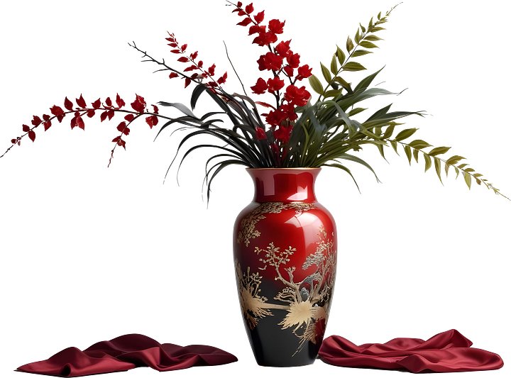 Chinese Porcelain Vase – Dramatic Red and Gold Elegance PNG product image (1)