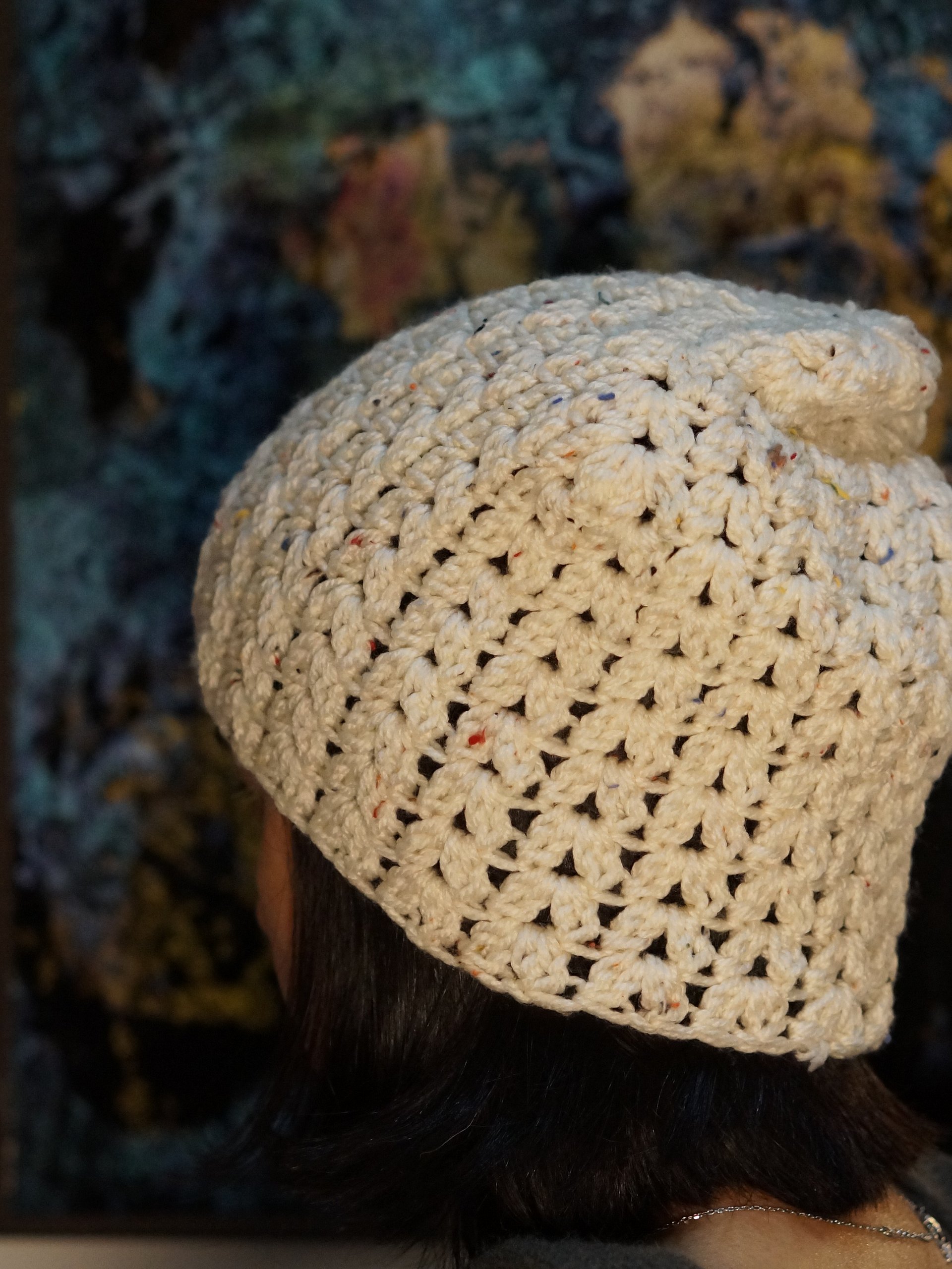 Cluster V stitch beanie crochet pattern product image (4)