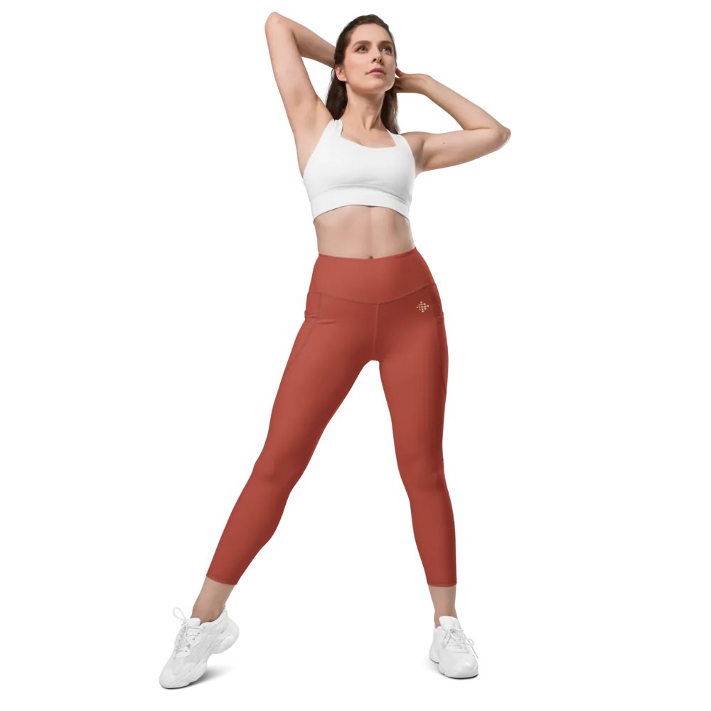 Intense Red Leggings with Pockets product image (9)