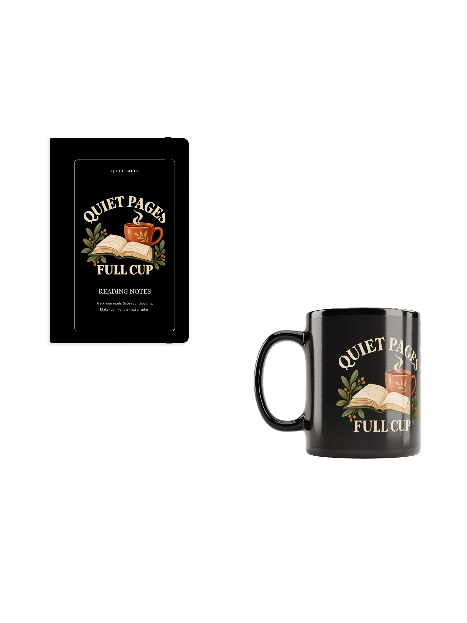 Quiet Pages Full Cup Black Mug & Journal Set product image (1)
