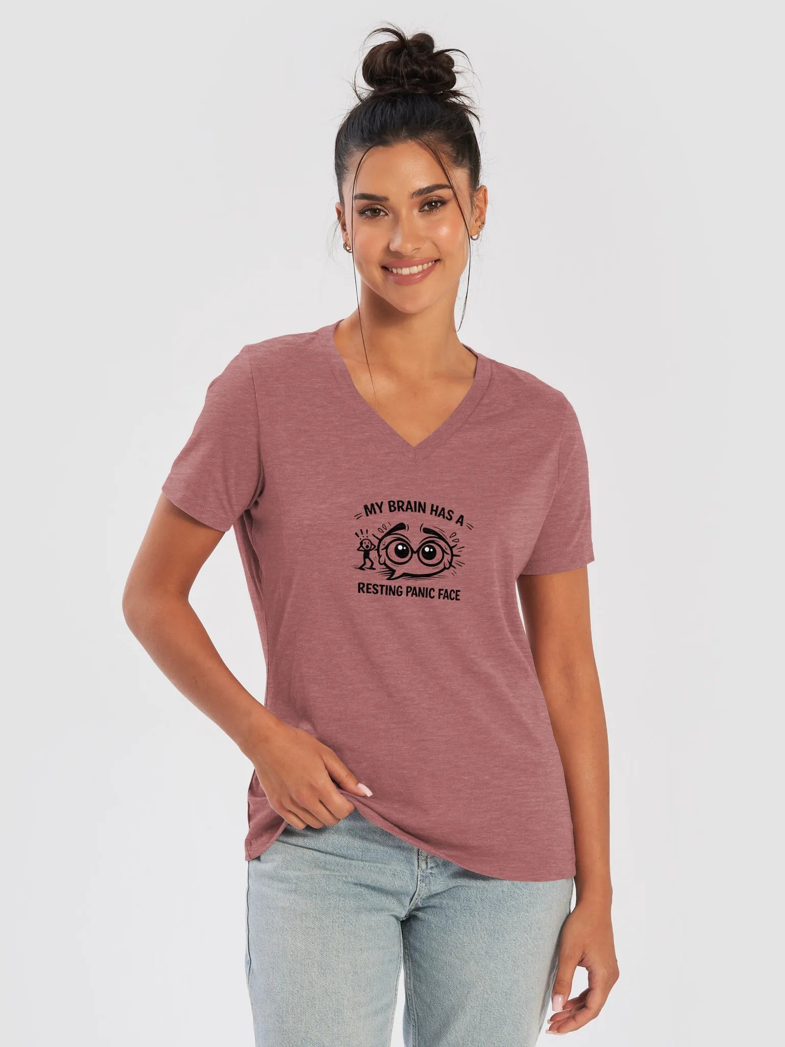 Resting Panic Face V-Neck Tee product image (10)
