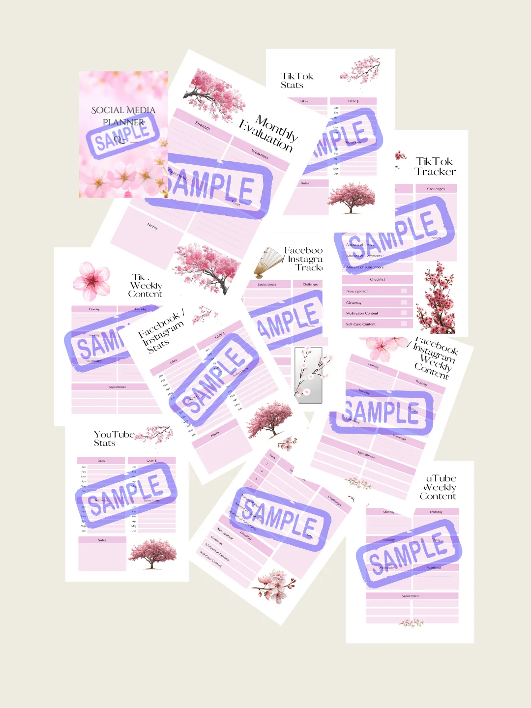 Cherry Blossom Social Media Planner - A5 product image (1)