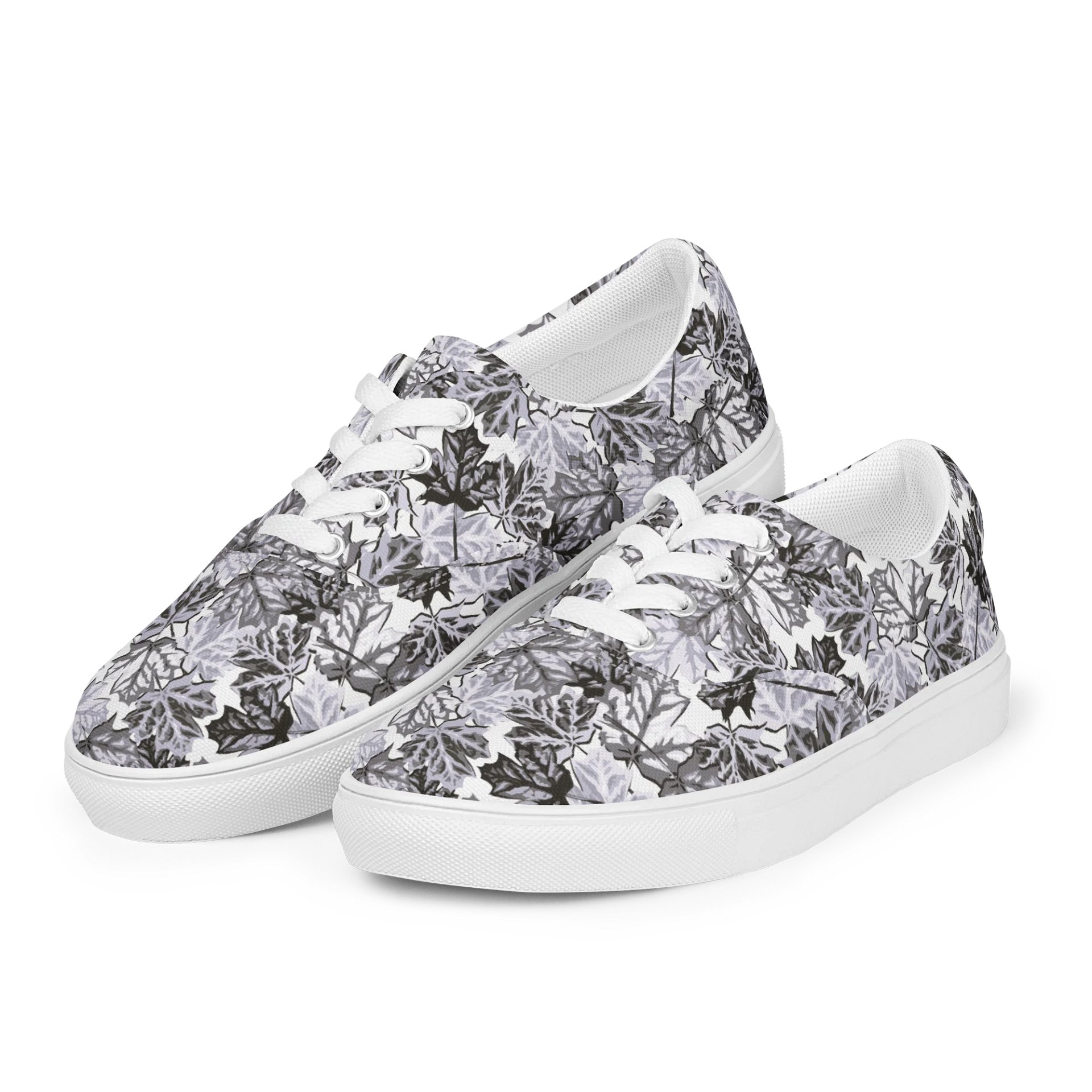 Monochrome Leaf Pattern Canvas Shoes product image (3)