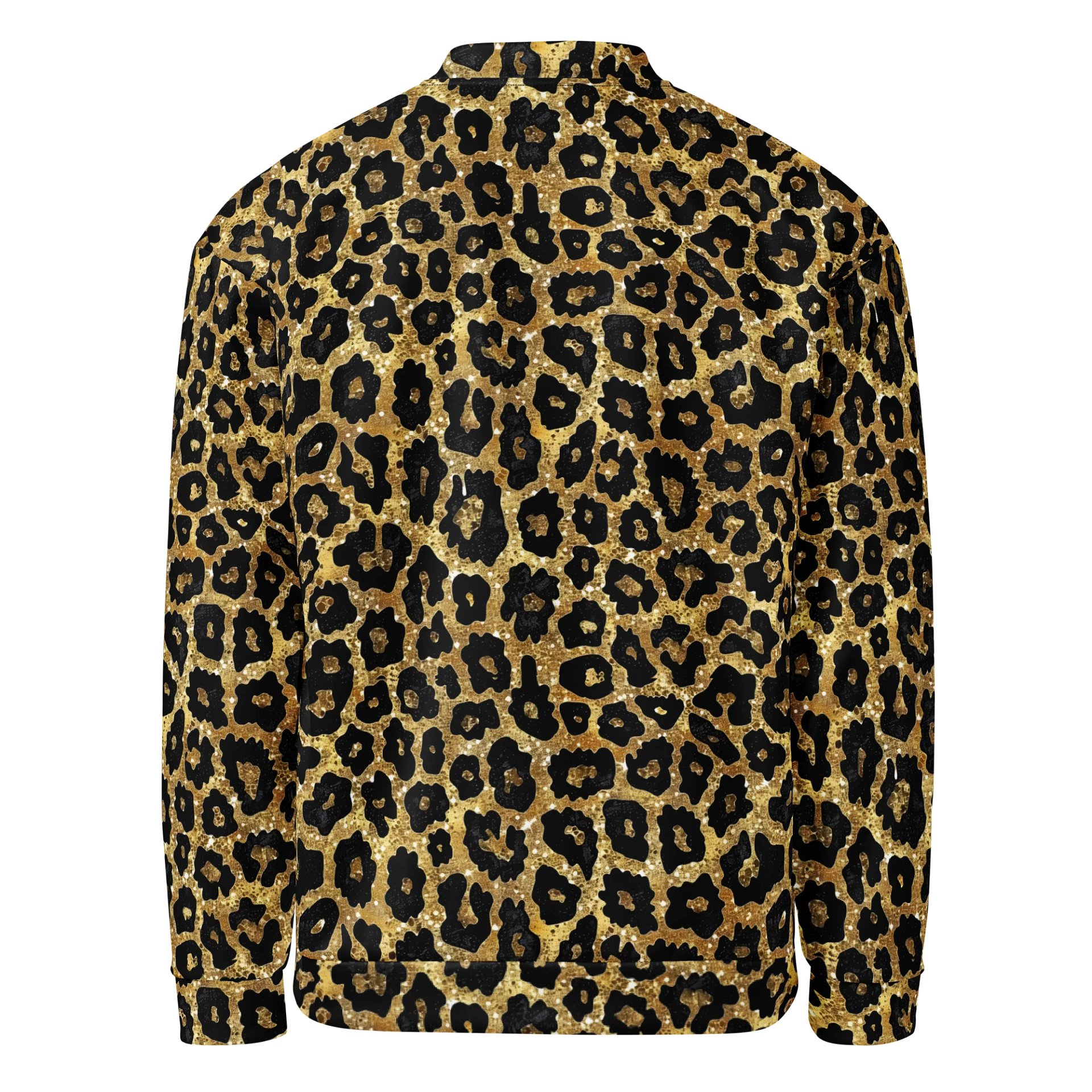 Stylish Black and Gold Leopard Print Bomber Jacket product image (2)