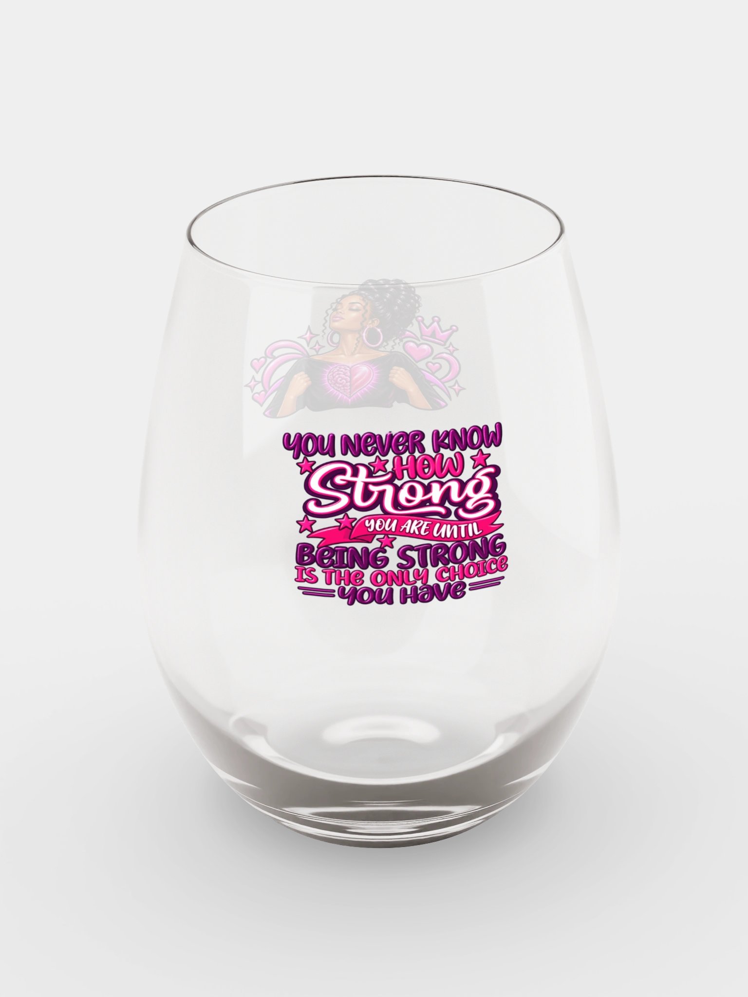 Pink Strength & Hearts Stemless Wine Glass product image (7)