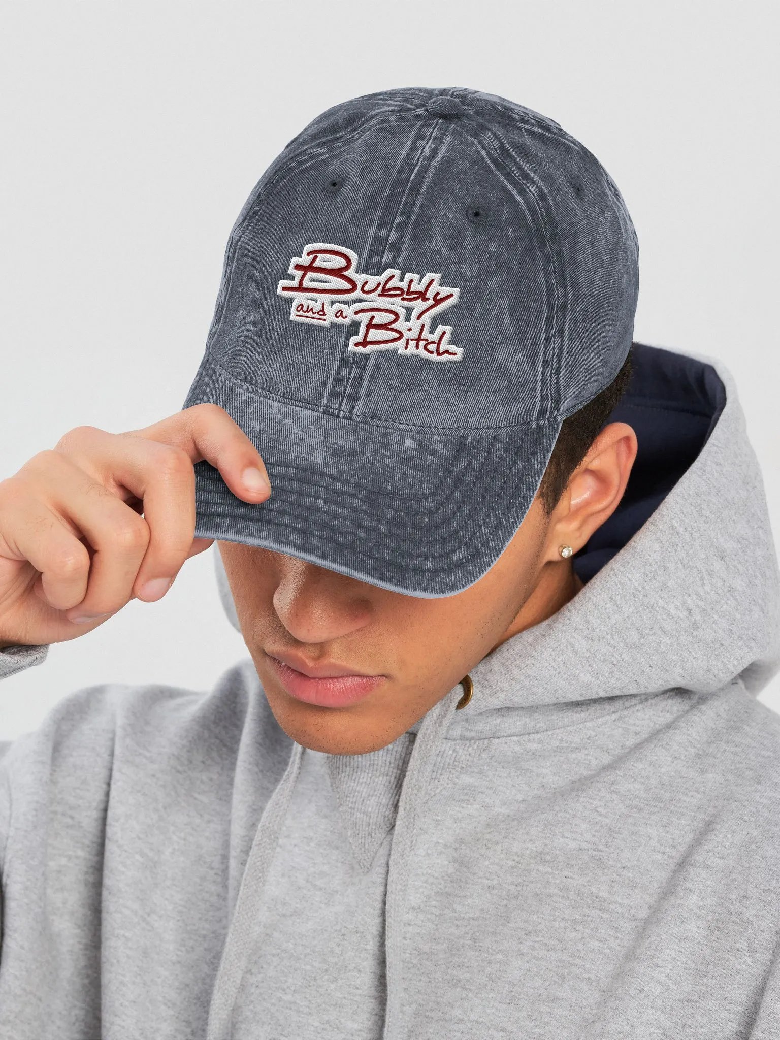 Bubbly and a B*tch embroidered vintage wash dad hat (maroon bubble design) product image (6)