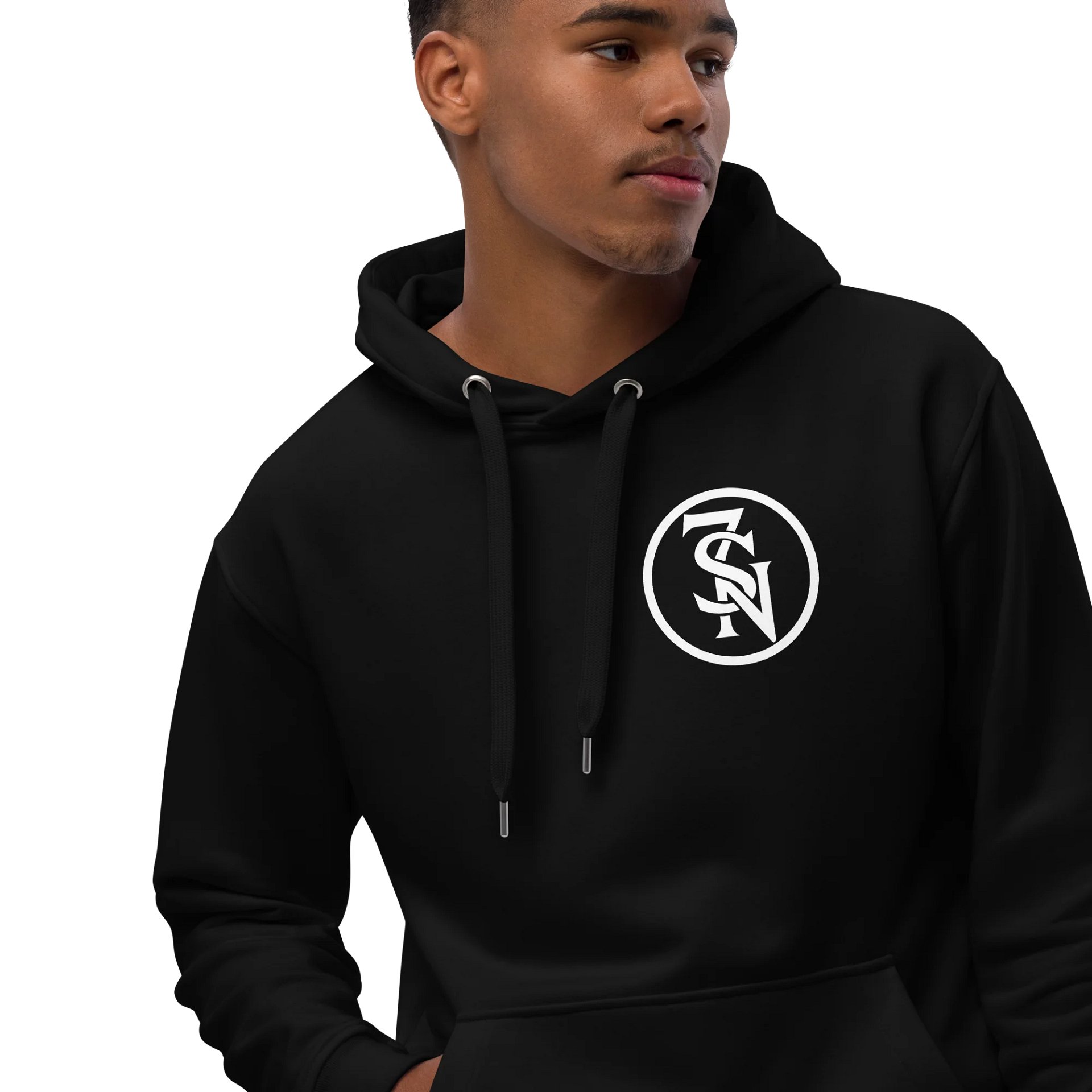 Seven Shades of Nothing White Logo on Black Premium Eco Hoodie product image (6)
