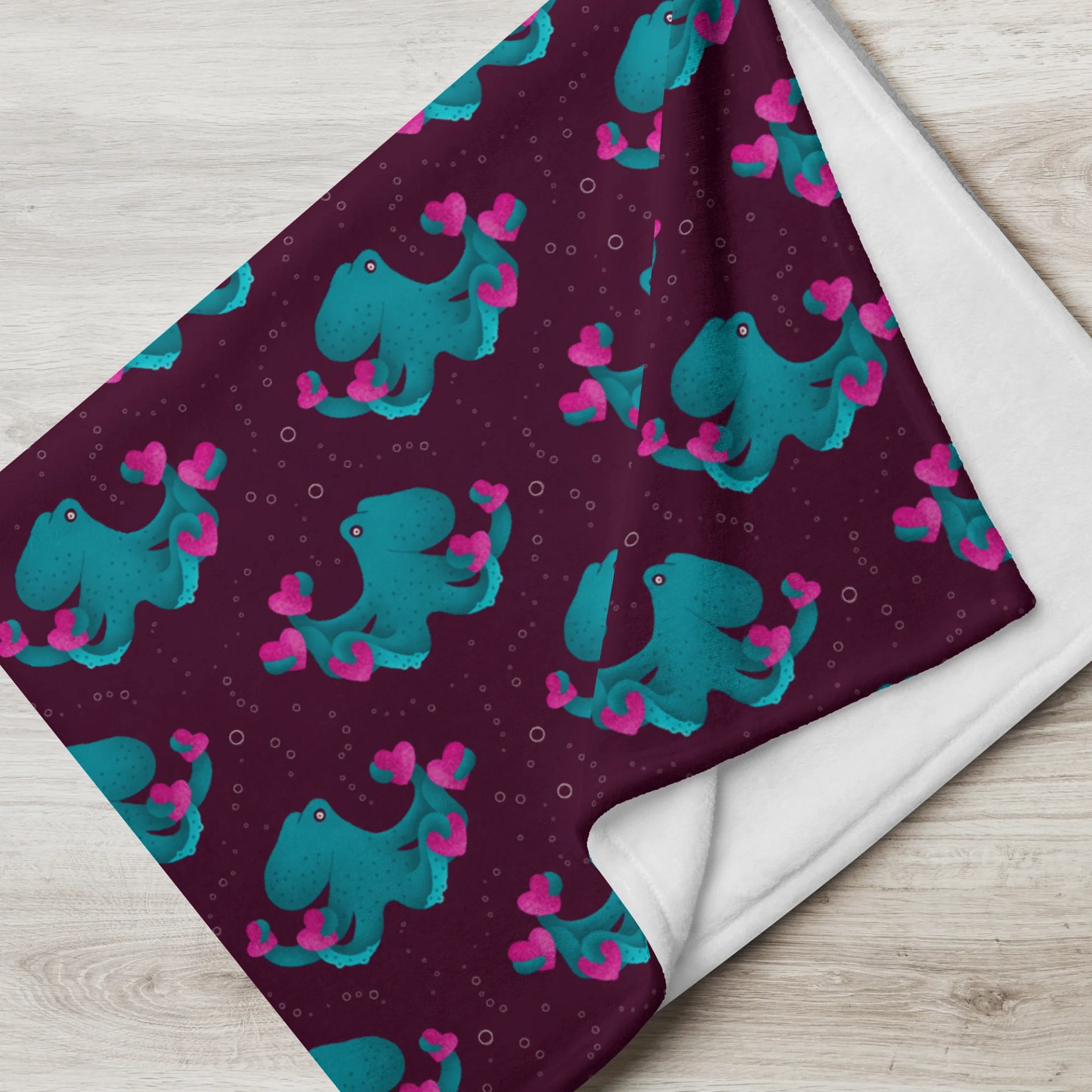 Octopus and Hearts Throw Blanket product image (2)