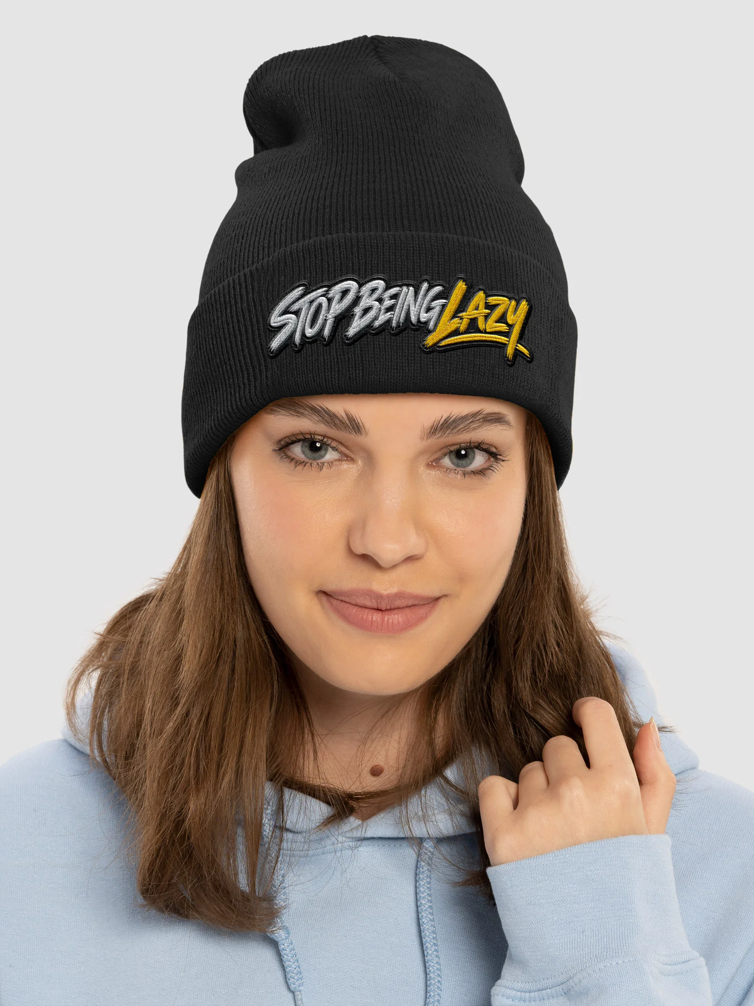 STOP BEING LAZY — Embroidered Beanie product image (3)