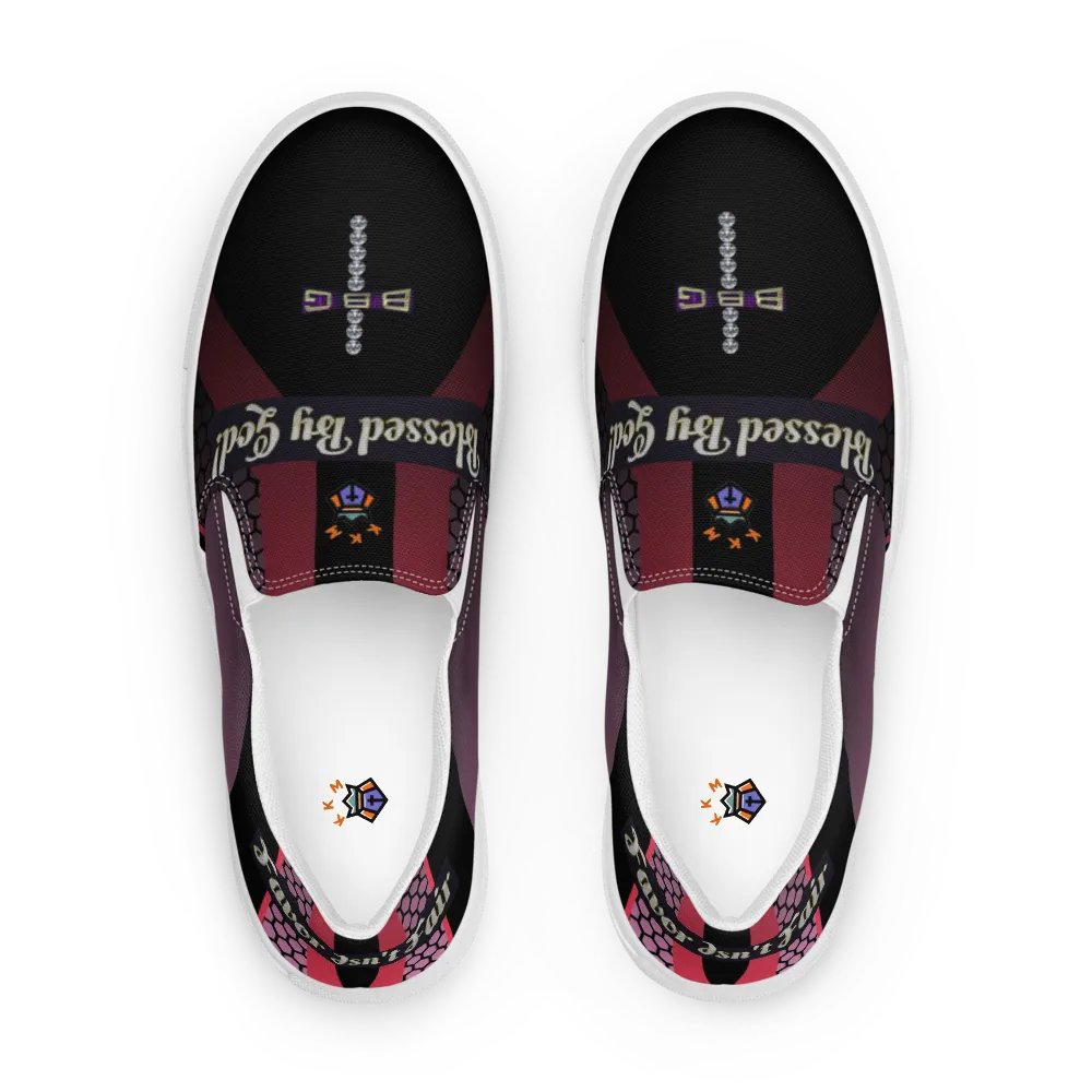 BBG Diamond Cross Black and Purple Men's Slip Ons product image (1)
