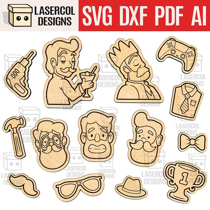 Father's Day Paint Kit DIY Cut Outs Set 2 - Laser Cut Files product image (1)