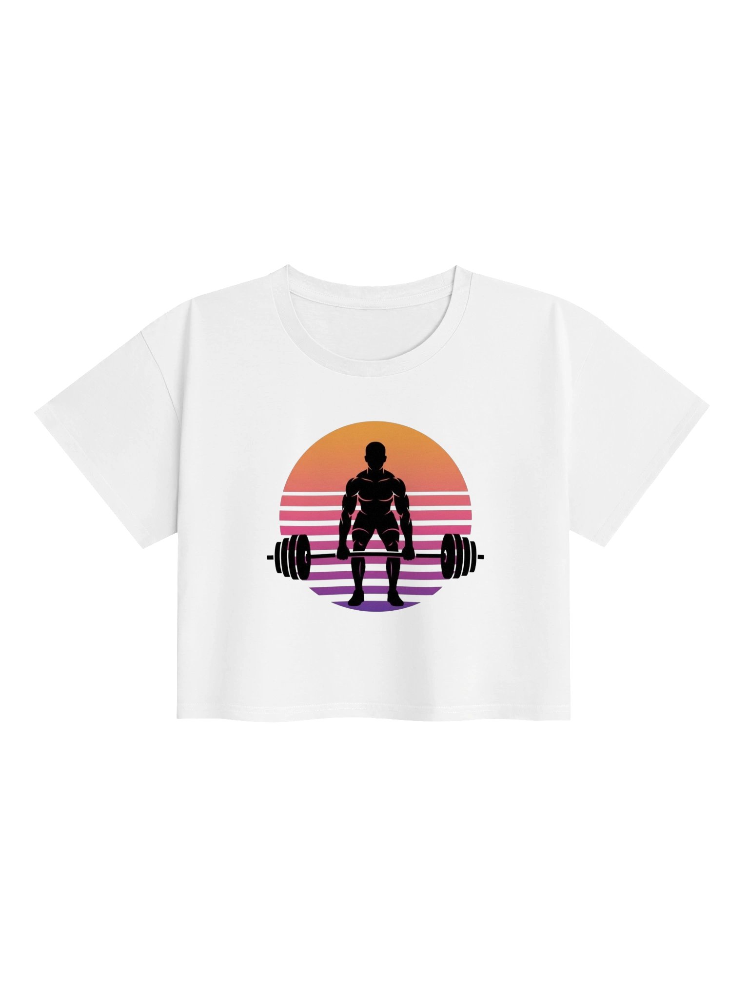 Retro Sunset Lifter Crop Top — Women's Gym Workout Tee product image (1)