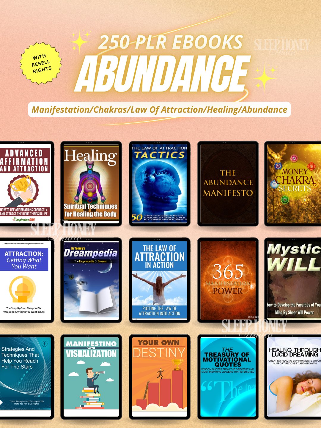 Manifestation & Abundance Bundle 250 Spiritual eBooks With Resell Rights product image (1)