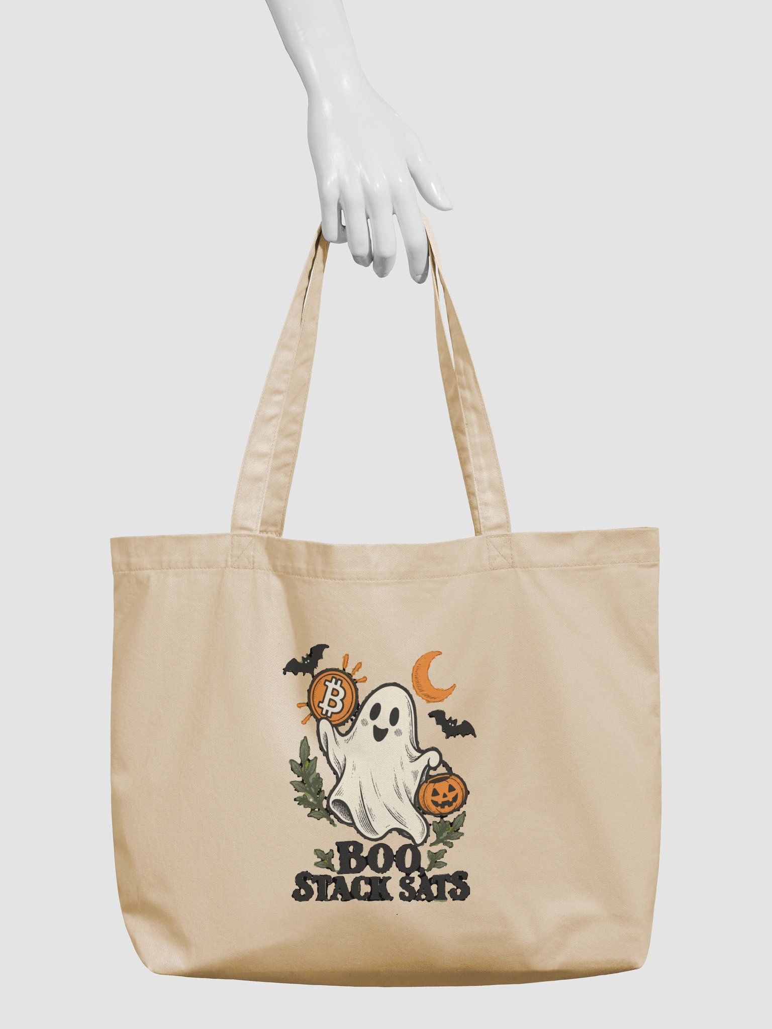 Boo, Stack Sats — Bitcoin Halloween Organic Tote product image (3)