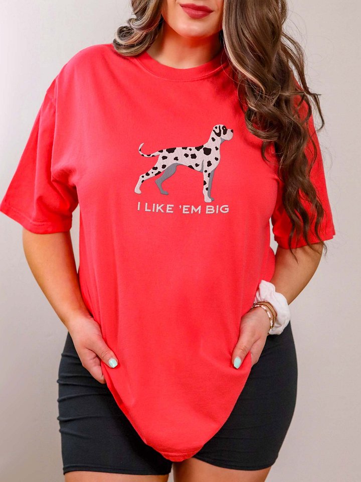 I Like 'Em Big T-Shirt(Embroidered) of a Great Dane(Harlequin) product image (2)