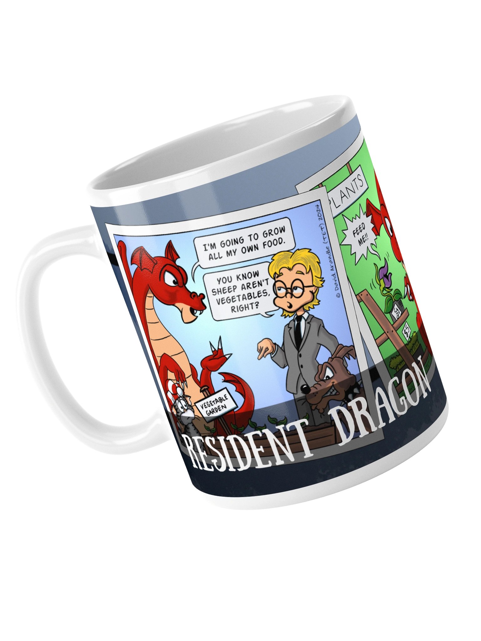 Resident Dragon Comic Red Thumb Gardener Three-Panel Mug product image (5)