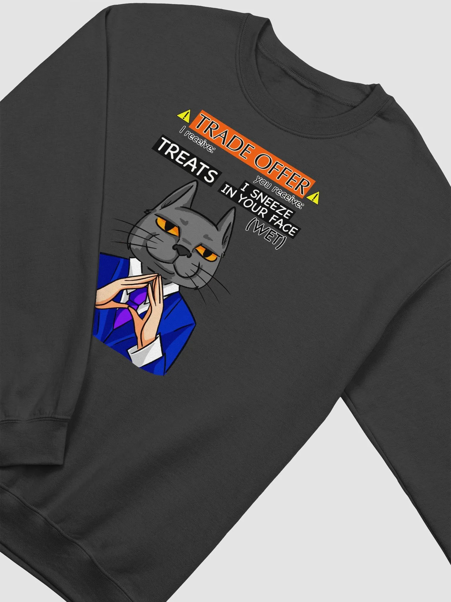 Trade Offer Human-Cat Meme Crewneck Sweatshirt Multicolor product image (3)