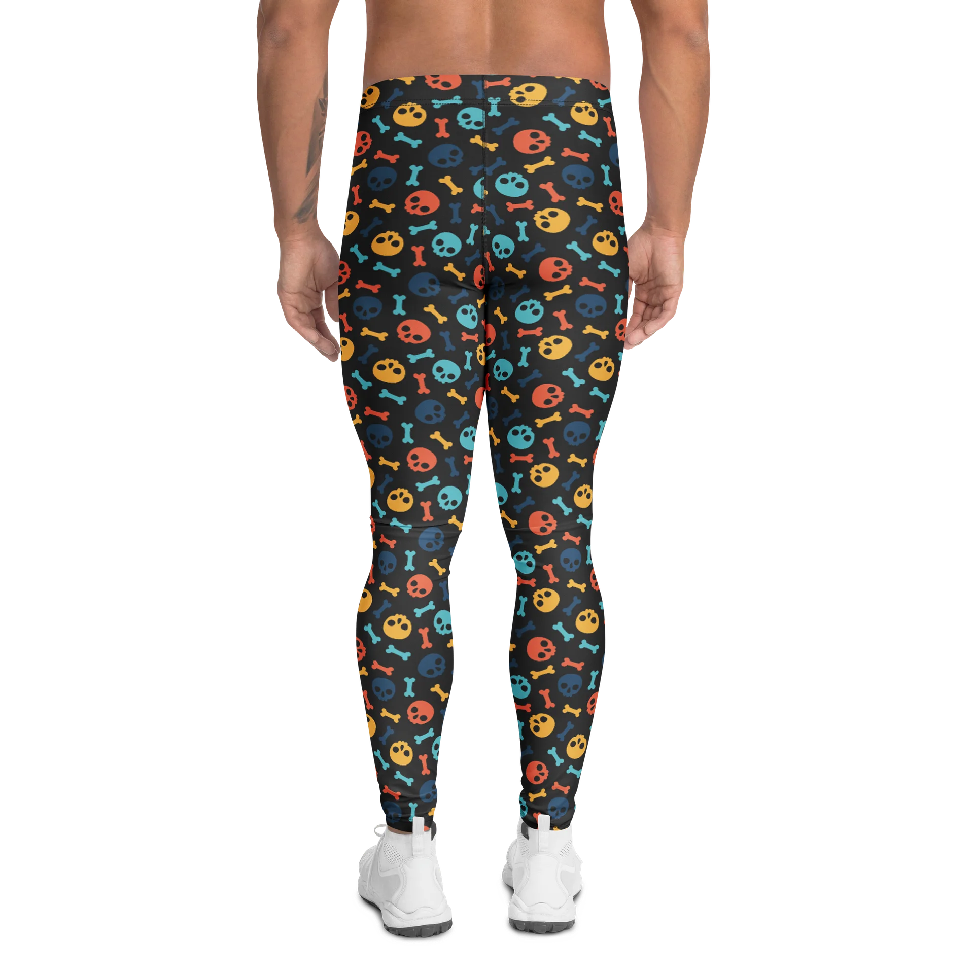 Colorful Skulls and Cross Bones Men's Leggings product image (2)