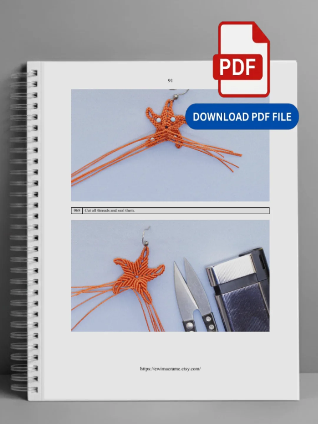 Micro Macrame Starfish Earrings – Photo & Video Tutorial product image (8)