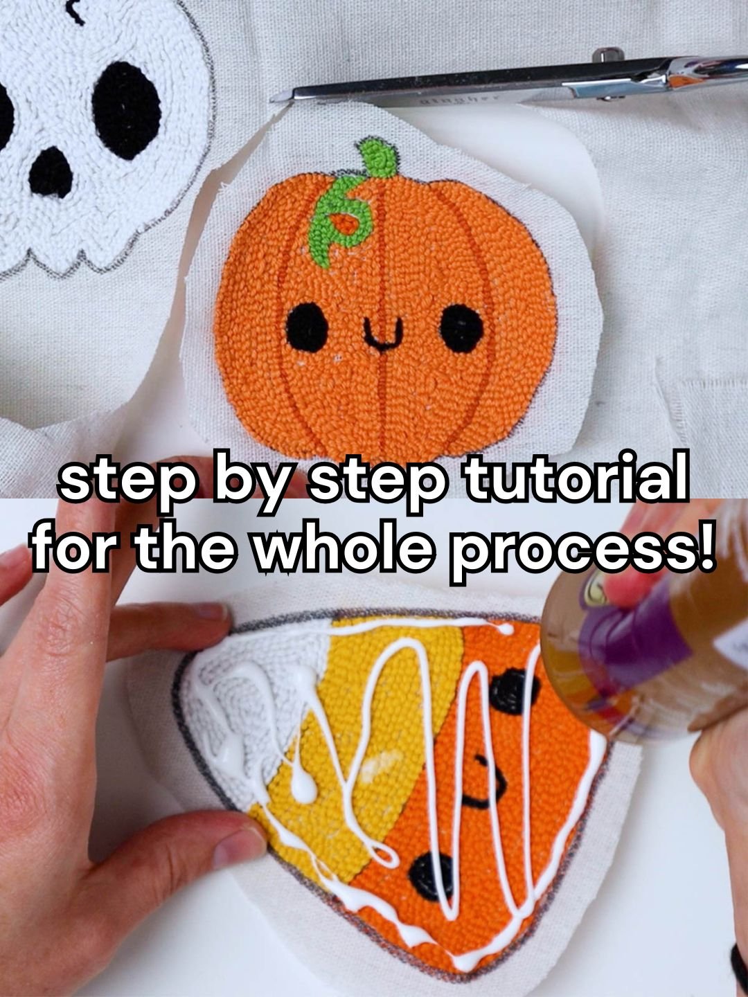 Cute Halloween Punch Needle Ornaments Pattern - Kawaii Style (Digital PDF Pattern) product image (3)