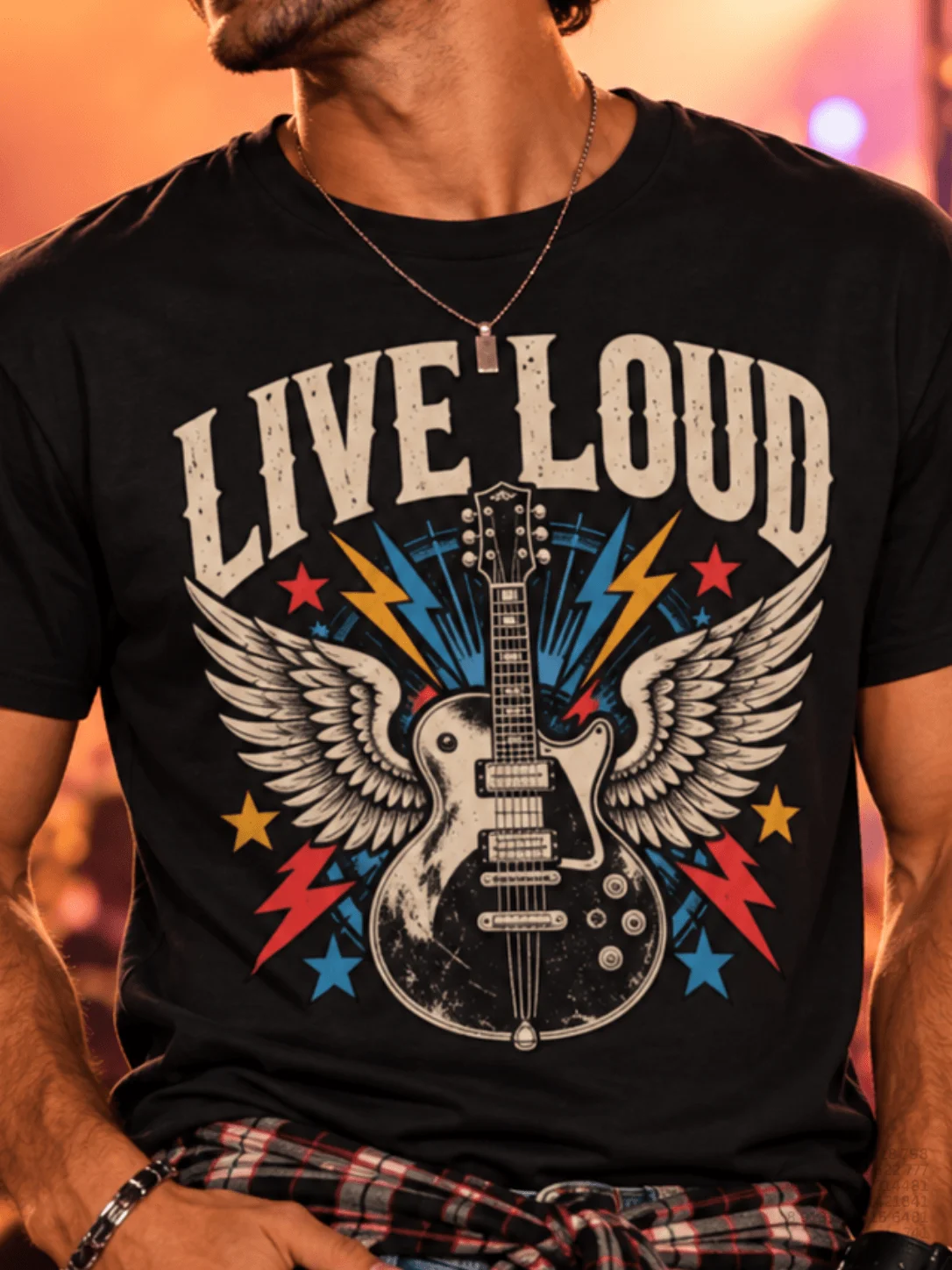 Live Loud Winged Guitar Concert & Rock Music T-Shirt product image (1)