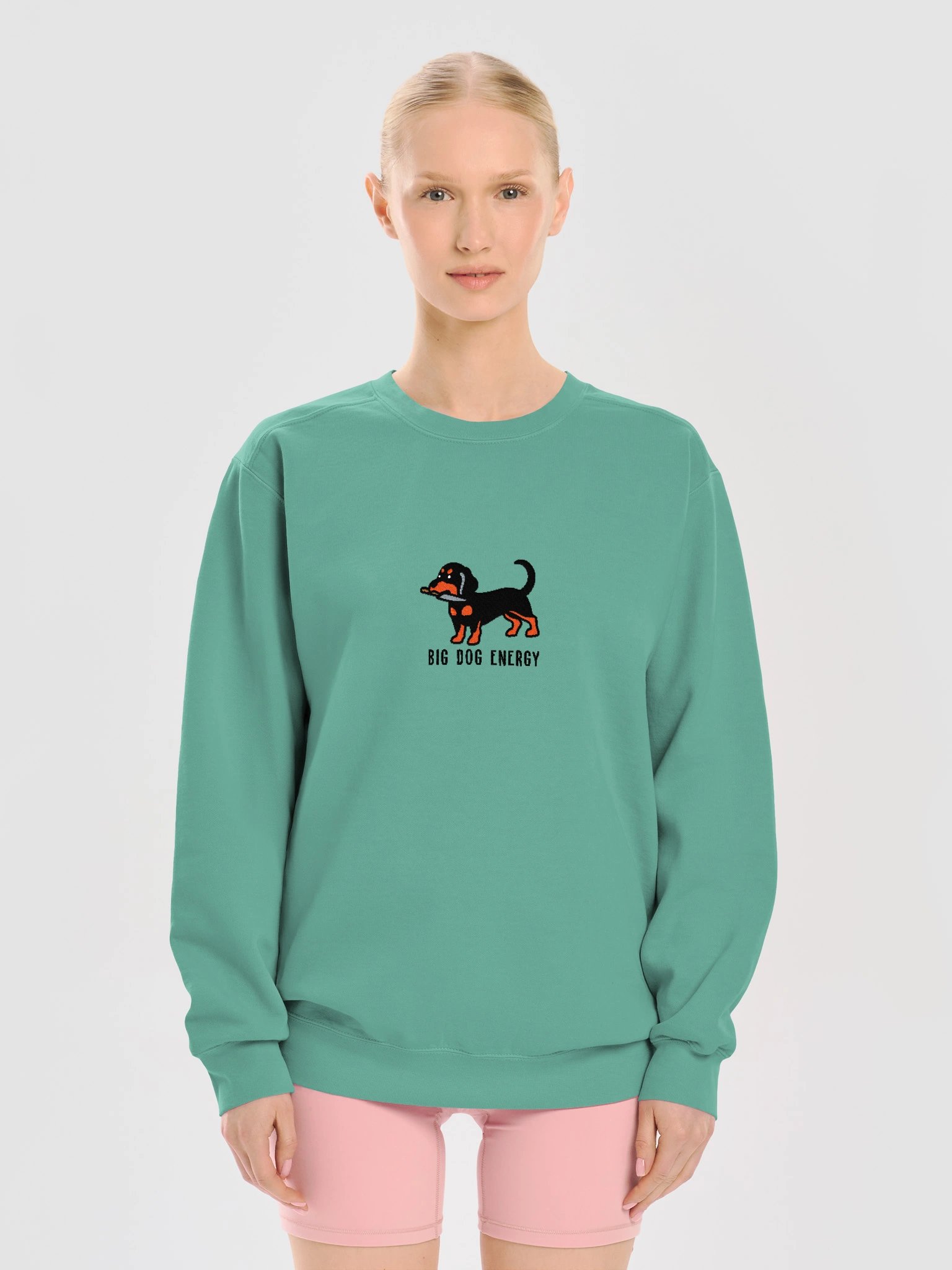 Big Dog Energy Funny Chibi-Style Embroidered Premium Sweatshirt for Dachshund(Black & Tan) Owners product image (29)