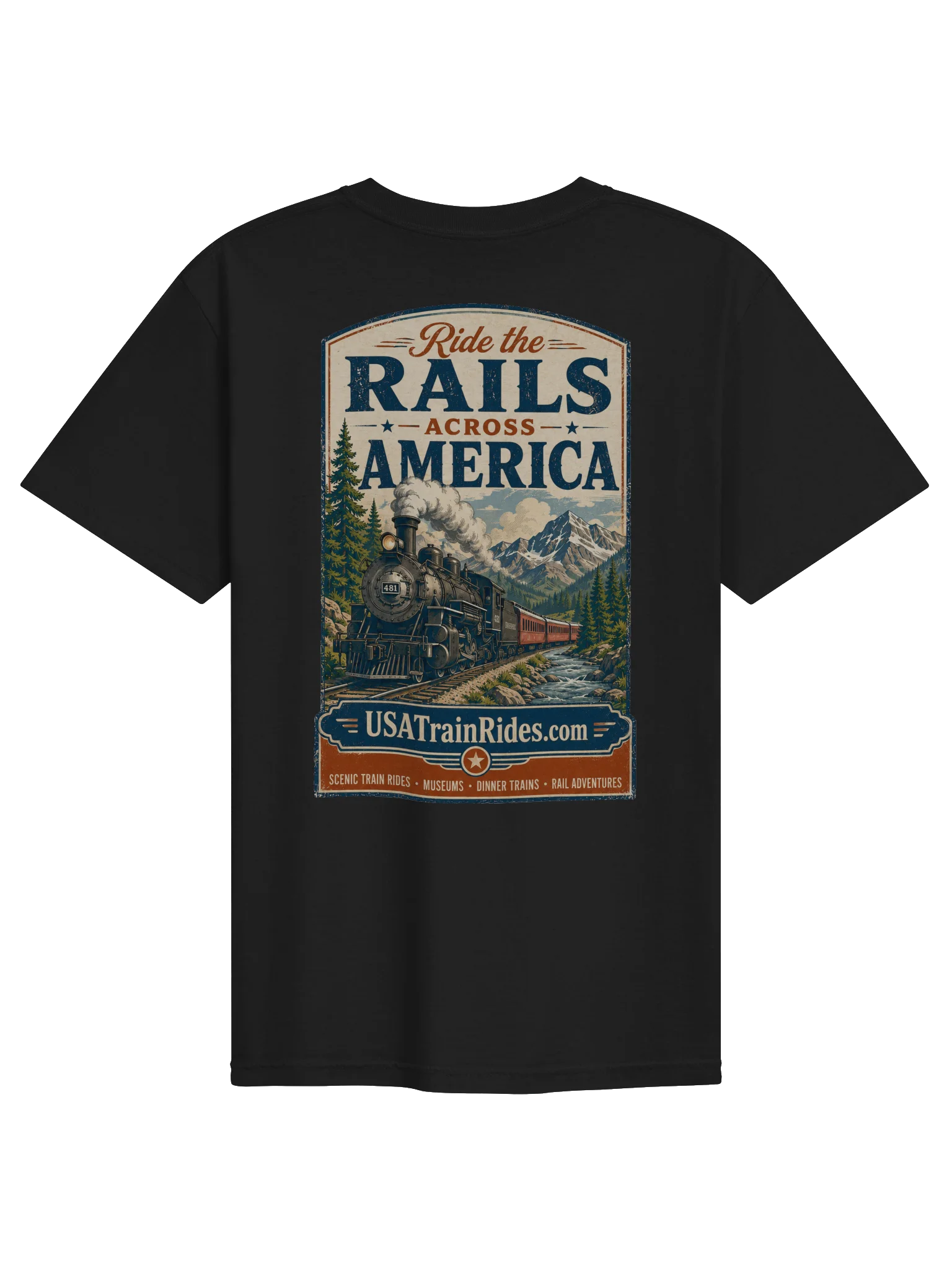 USA Train Rides Rid the Rails Across America Adult T-Shirt product image (7)