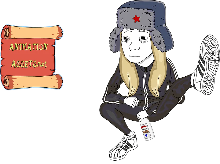 Team Vodka Russian Dancing Cossack Girl Color | Adobe Animate Download product image (1)