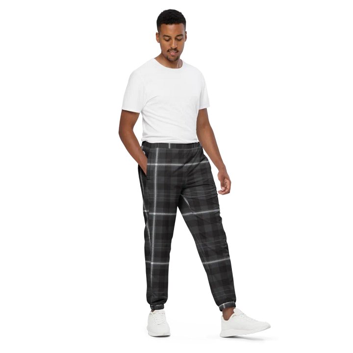 Classic Black and White Plaid Unisex Track Pants product image (2)