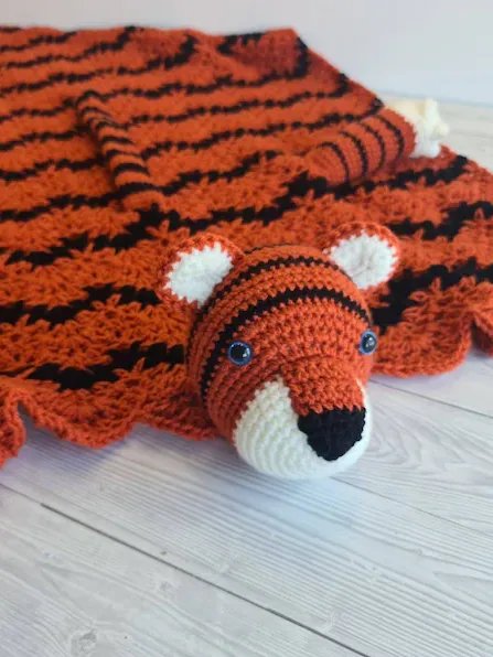 Crochet Tiger Baby Blanket Folding Pram Toy Pattern PDF - Crafting Happiness product image (7)