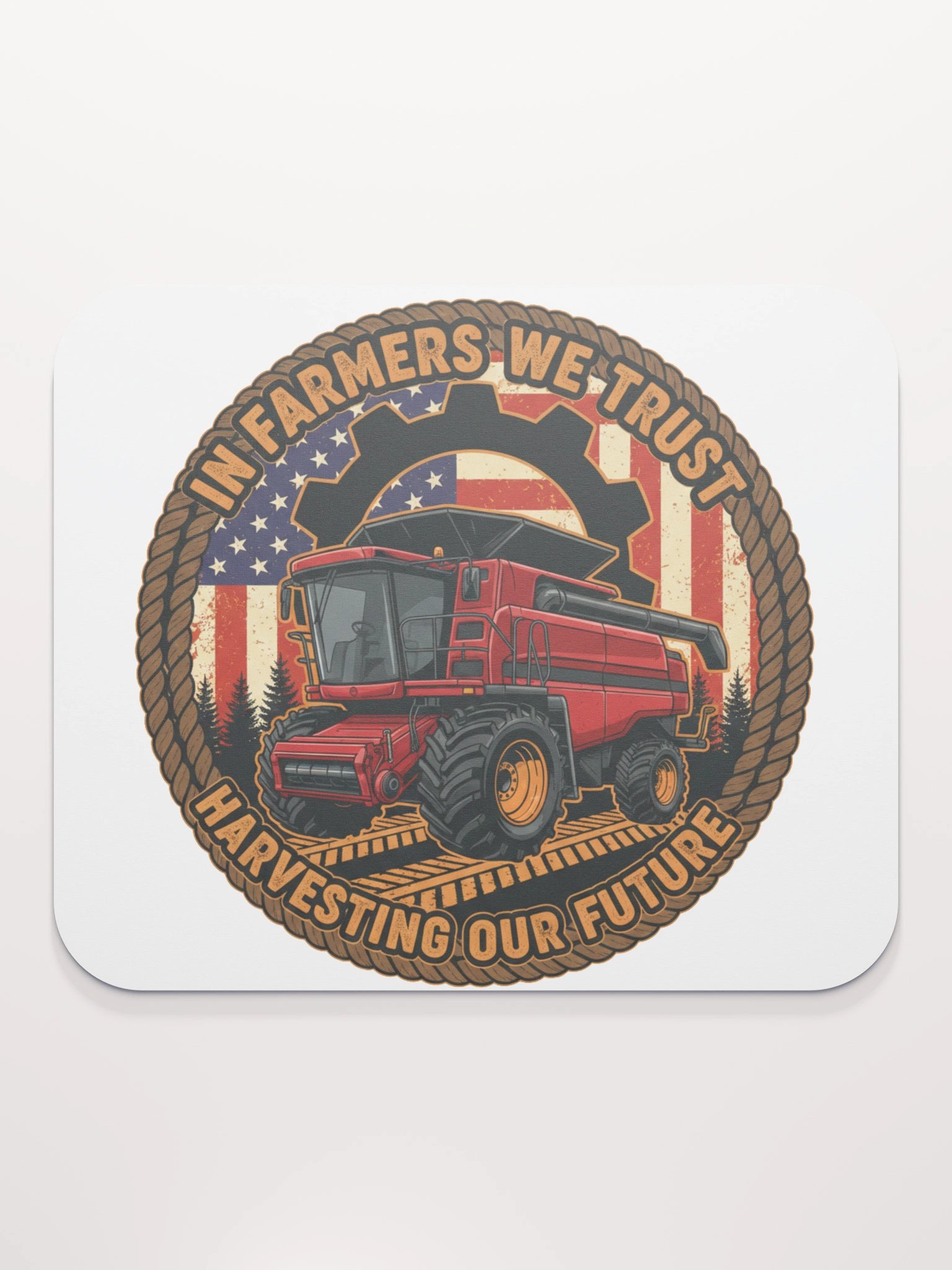 In Farmers We Trust Harvester Emblem Mouse Pad product image (2)