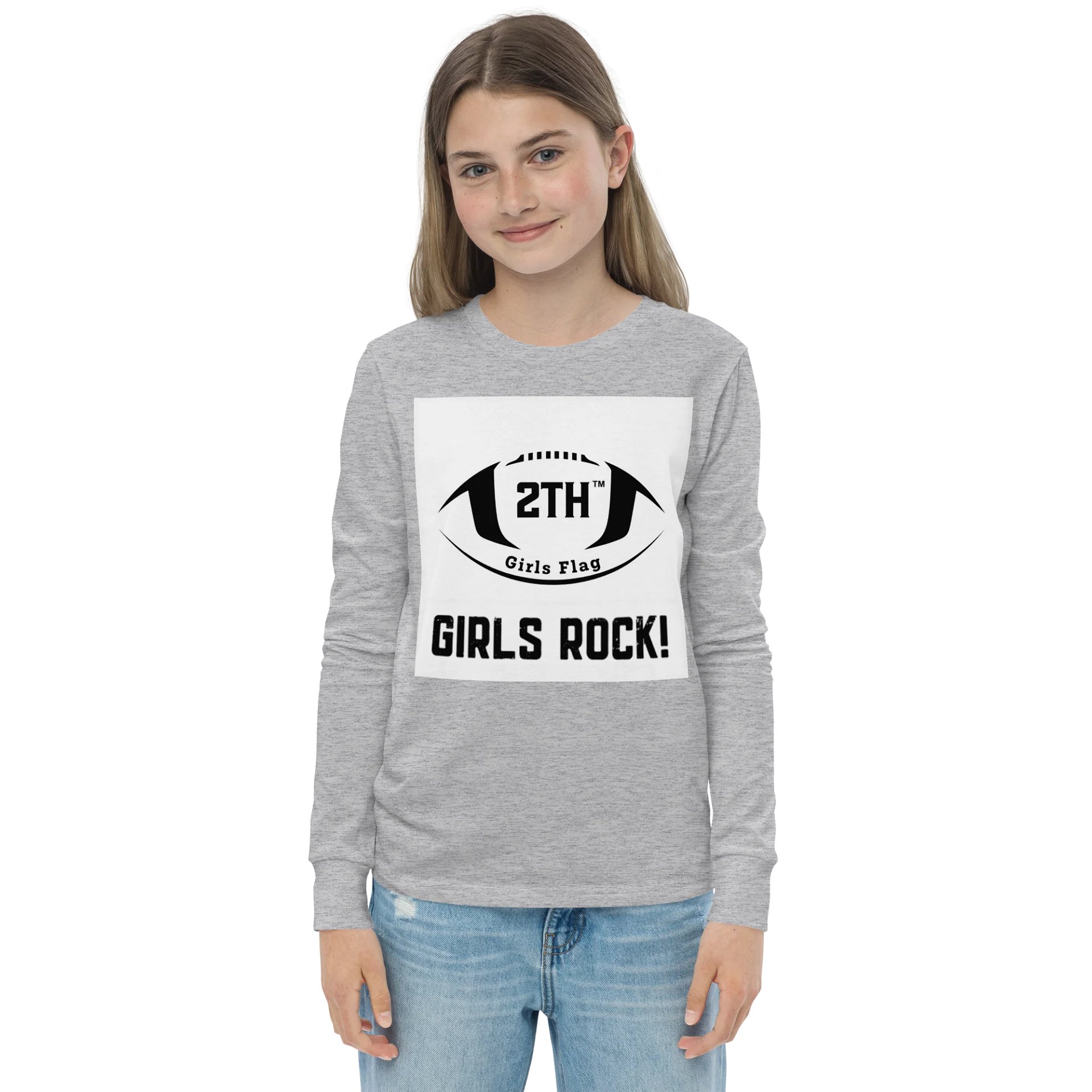 2TH Girls Rock! Youth Football Logo Long Sleeve Tee product image (1)