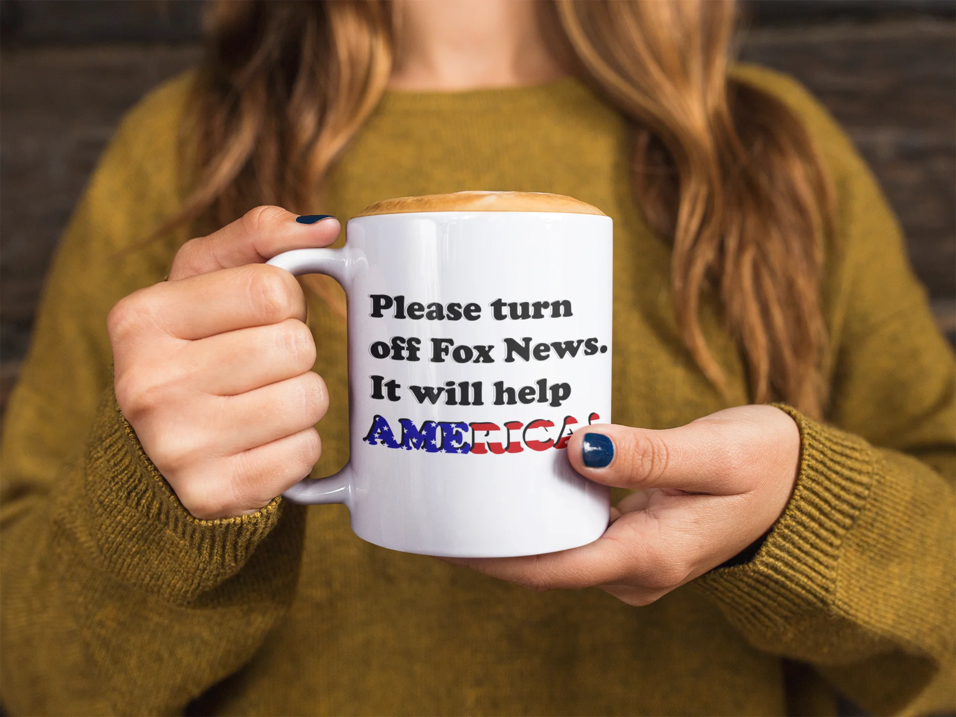 Please Turn Off Fox News Mug - Funny Anti-Fox News Ceramic Coffee Cup product image (1)