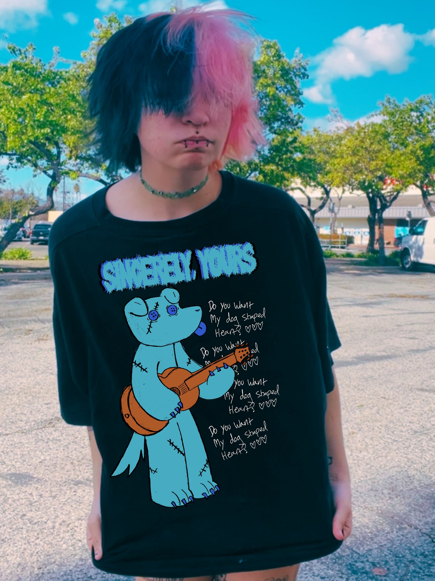 Blue Guitar Doggie V-Day Shirt product image (1)