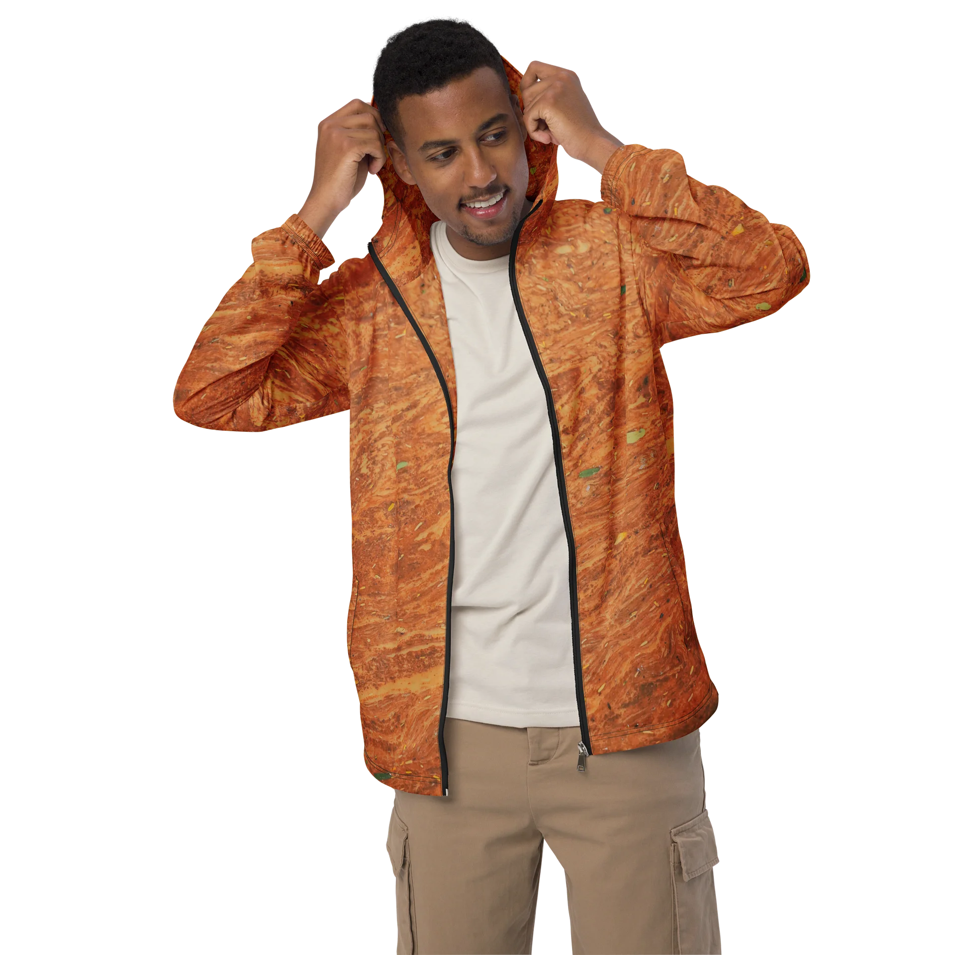 Terracotta Tea All-Over Print Warm Rust & Leaf Weatherproof Windbreaker product image (3)