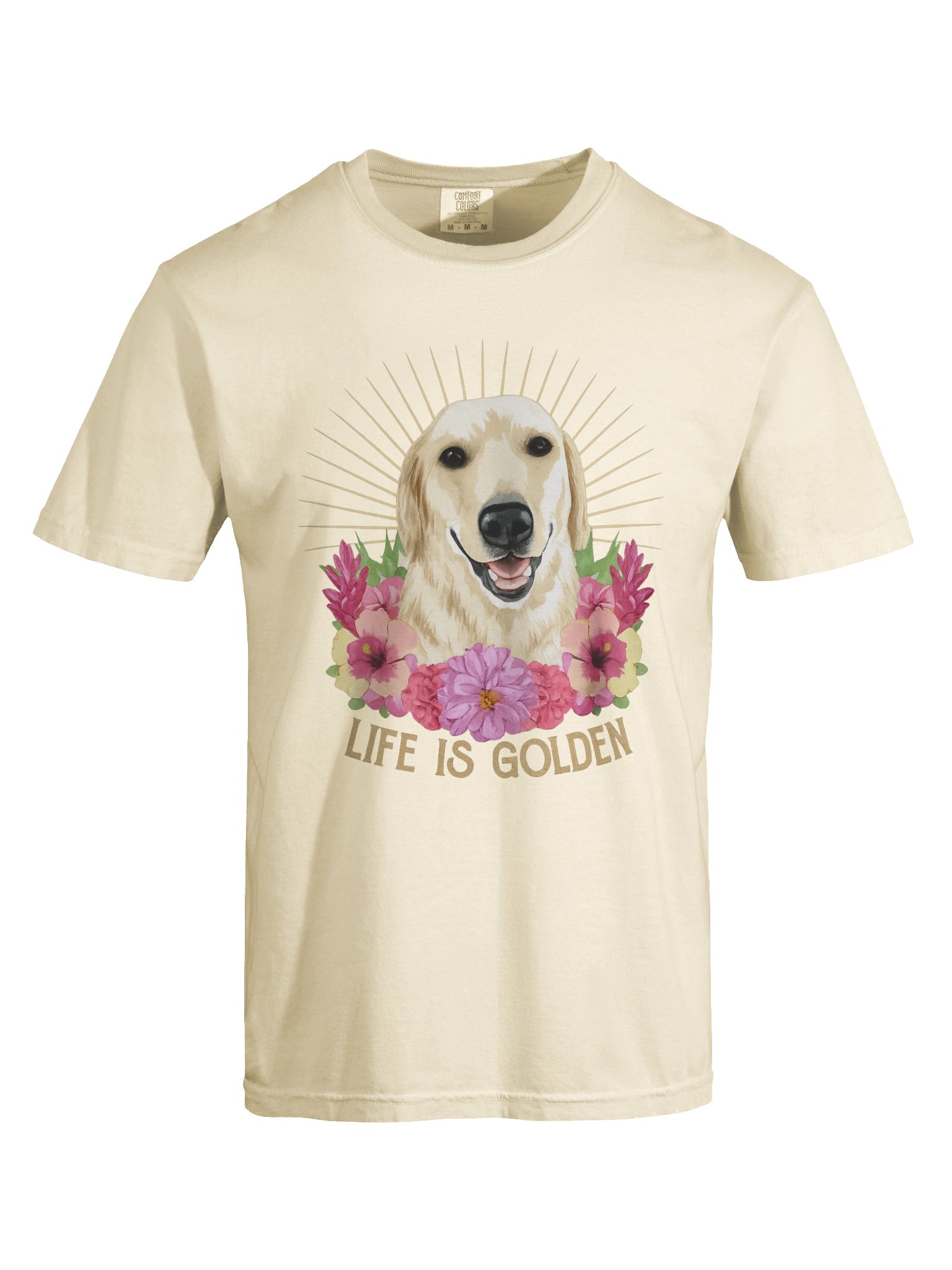Golden Retriever Floral T-Shirt – Cute Golden Retriever Dog Lover Shirt product image (2)