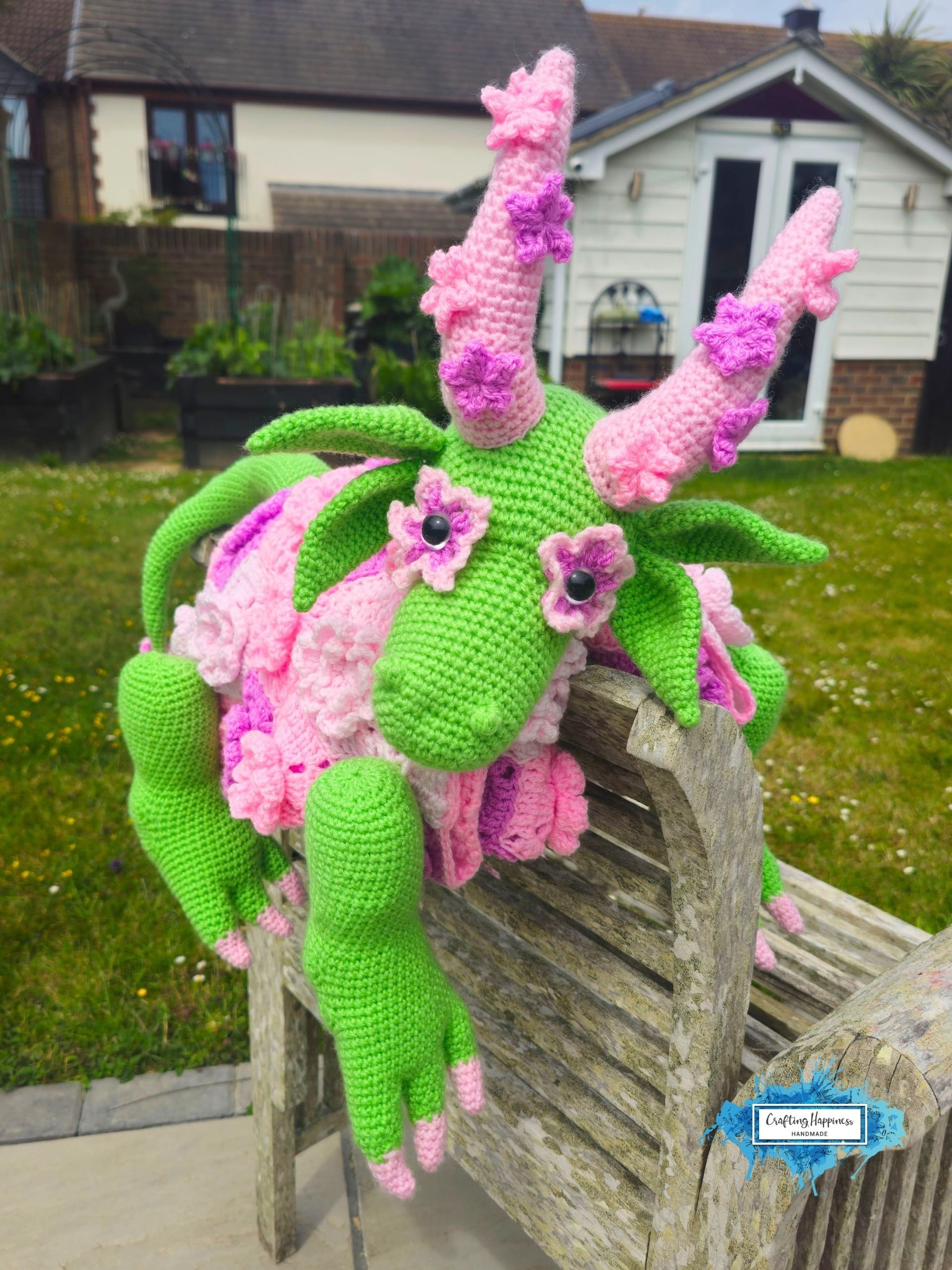 Crochet Flower Dragon Blanket Pattern | Fantasy Fairy Garden Nursery Decor | Mythical Amigurumi Toy | Graph & Written Instructions | pdf product image (1)