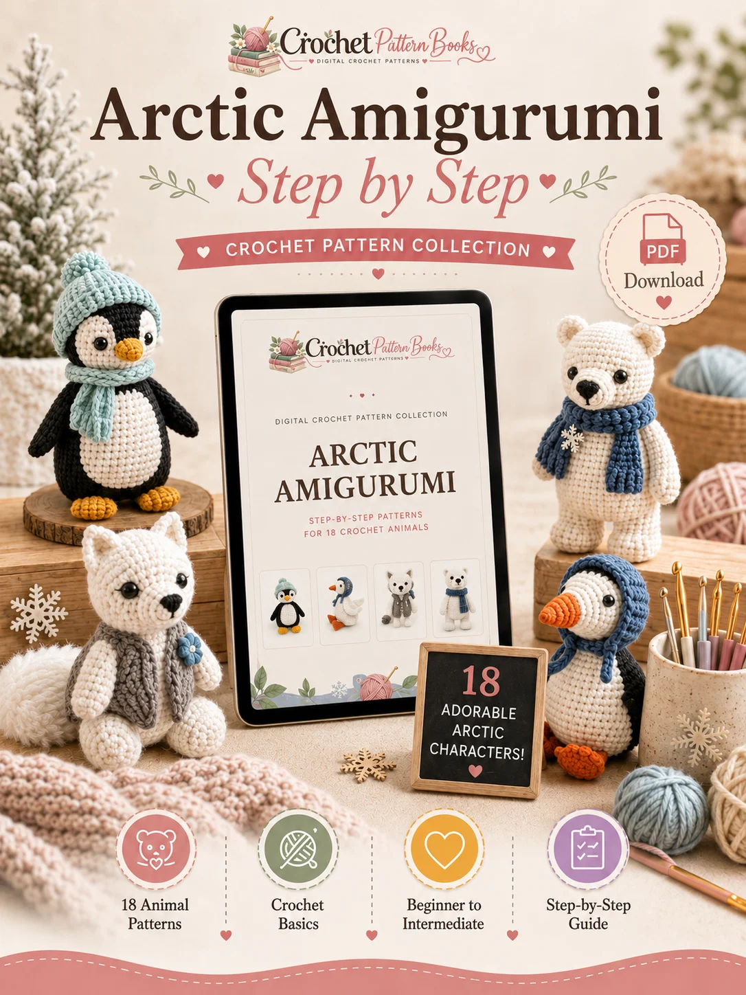 Arctic Amigurumi 18 Crochet Animal Patterns Step by Step PDF Ebook product image (1)