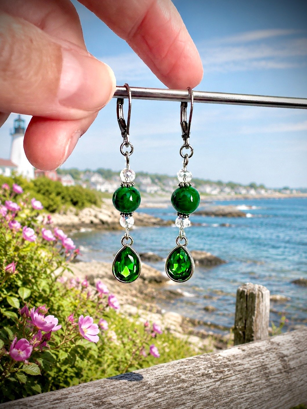MFD-00312 | Emerald Coast Teardrop Earrings | One of a Kind Coastal Glam Jewelry product image (4)
