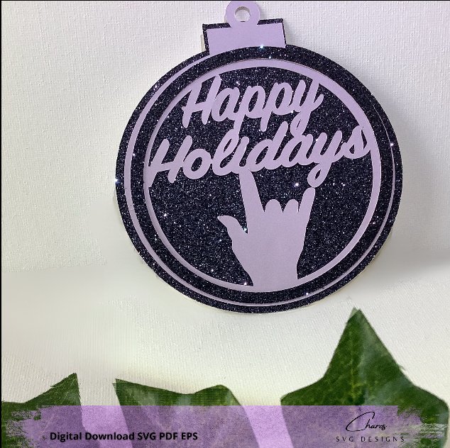 Layered I Love You in ASL Holiday Ornaments SVG Bundle product image (3)
