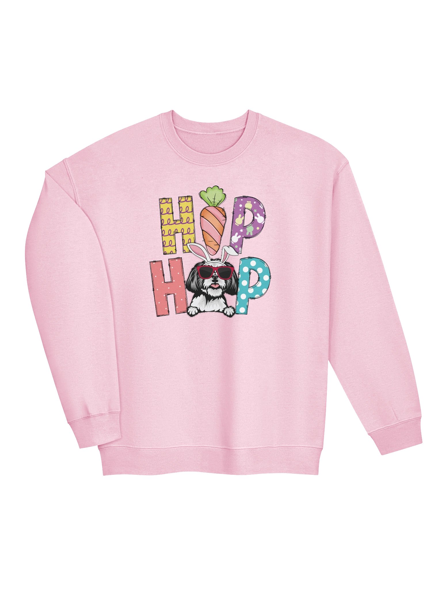 Hip Hop Easter Shih Tzu Sweatshirt | Cute Easter Day Shih Tzu Wearing Bunny Ears and Sunglasses product image (5)
